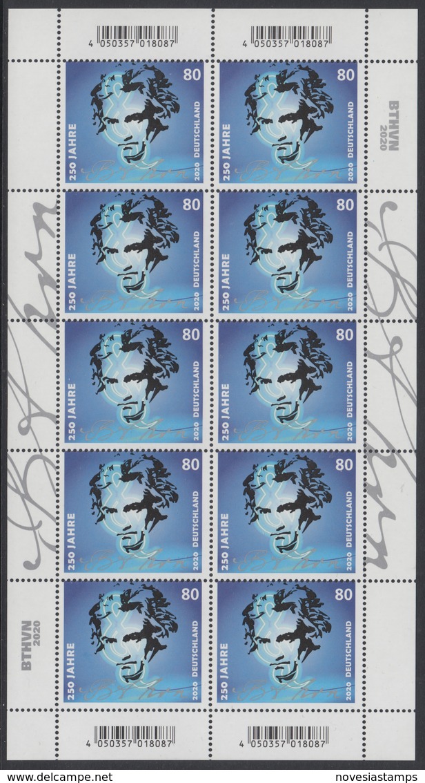 !a! GERMANY 2020 Mi. 3513 MNH SHEET(10) - Ludwig Van Beethoven - 2011-2020