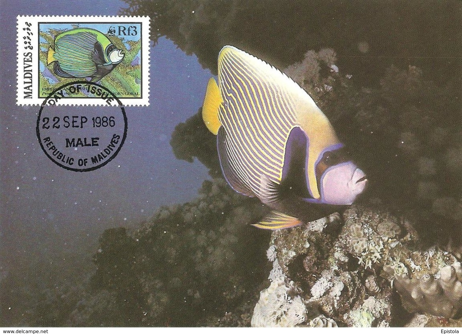 1986 - MALDIVES - Male - Emperor Angelfish - Ange De Mer Impérial  WWF - Maldives