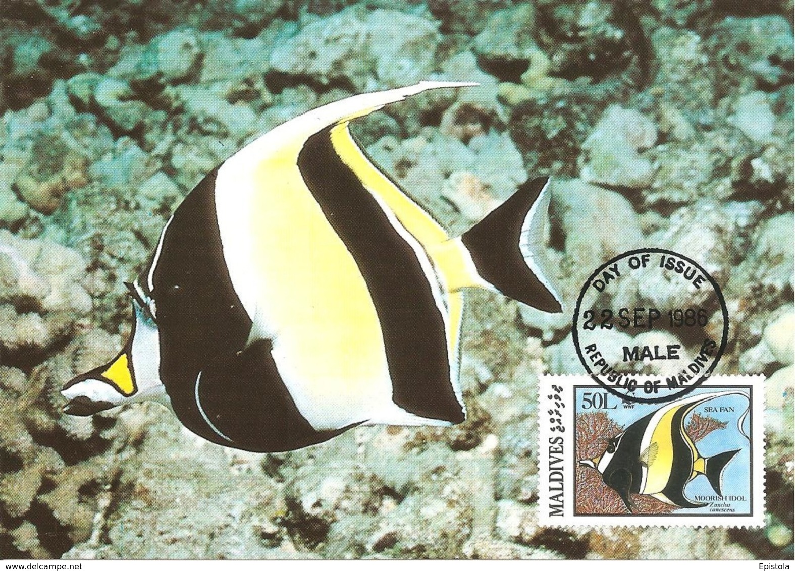 1986 - MALDIVES - Male - Moorish Idol Fish - Zancle Cornu WWF - Maldiven