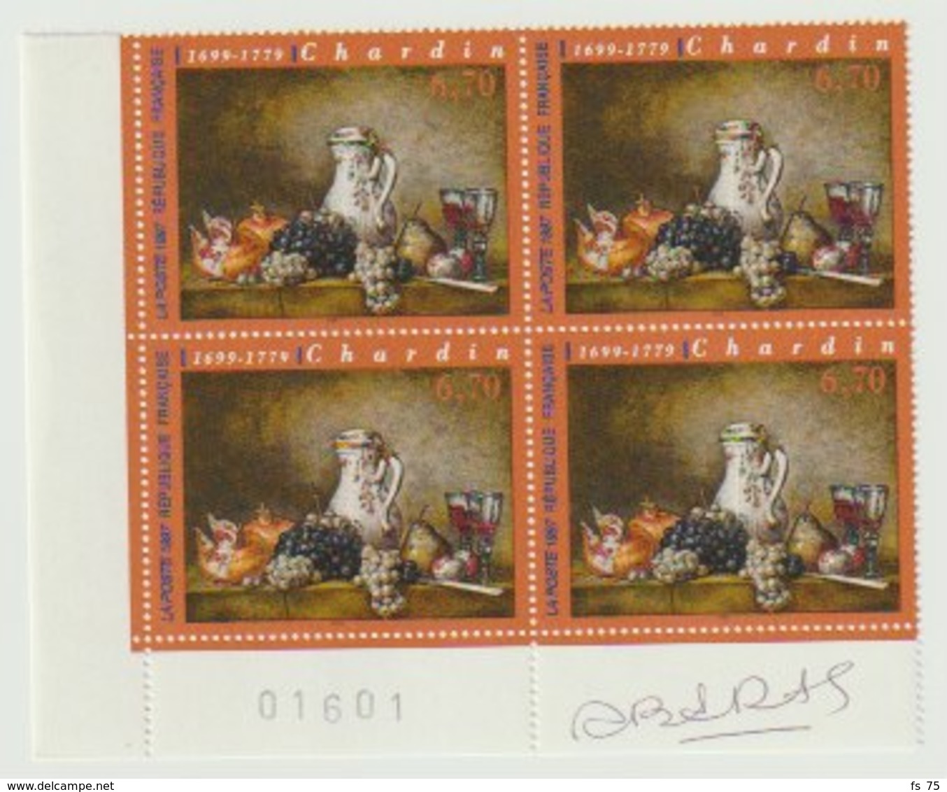 FRANCE - N°3105 - 6F70 - RAISINS ET GRENADES - BLOC DE 4 - SIGNE  S. BARAS - Unused Stamps