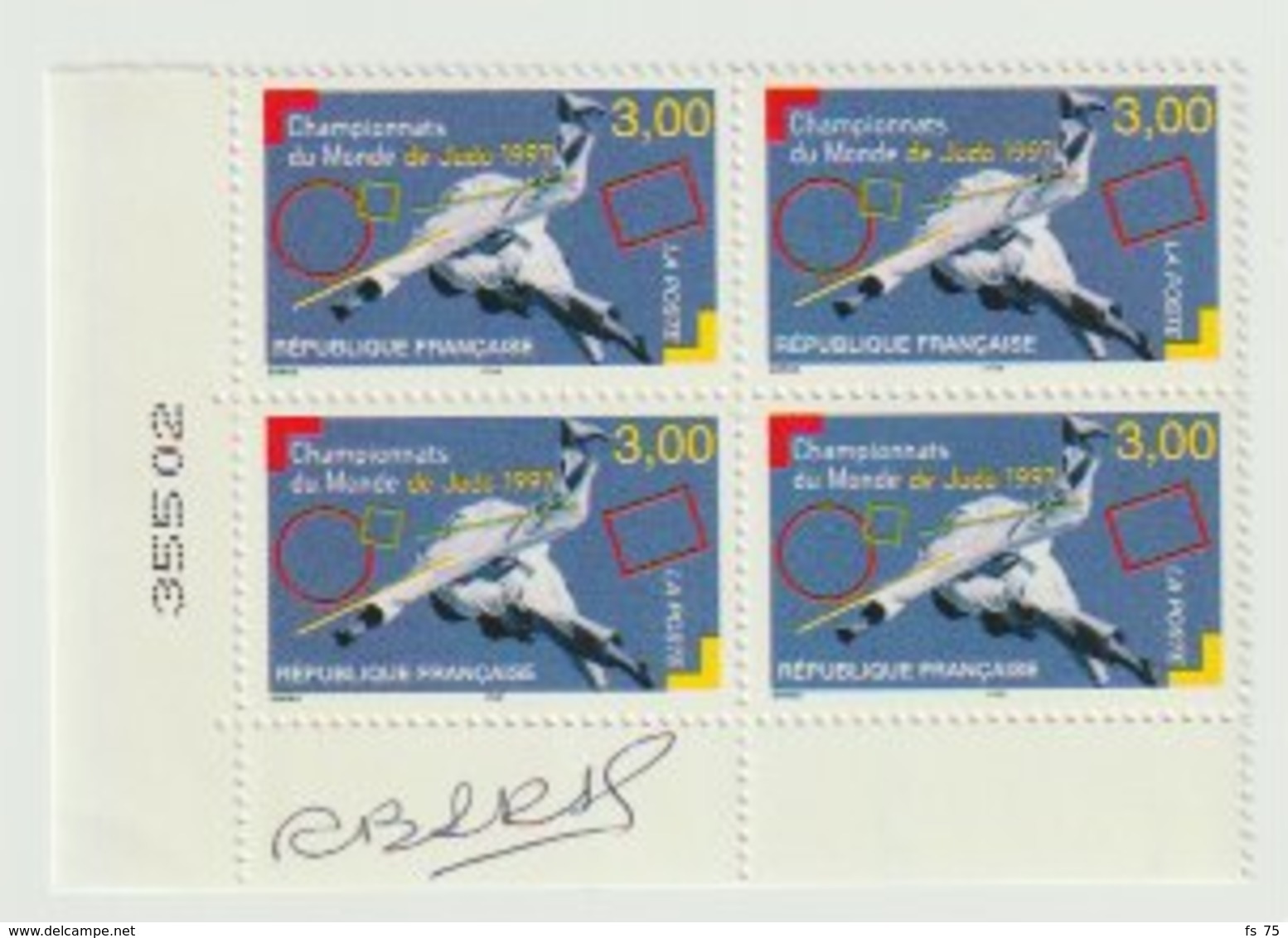 FRANCE - N°3111 - 3F - CHAMPIONNATS DU MONDE DE JUDO 1997 - BLOC DE 4 - SIGNE  S. BARAS - Unused Stamps