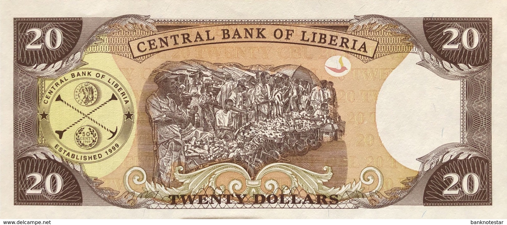 Liberia 20 Dollars, P-28a (2003) - AU - Liberia