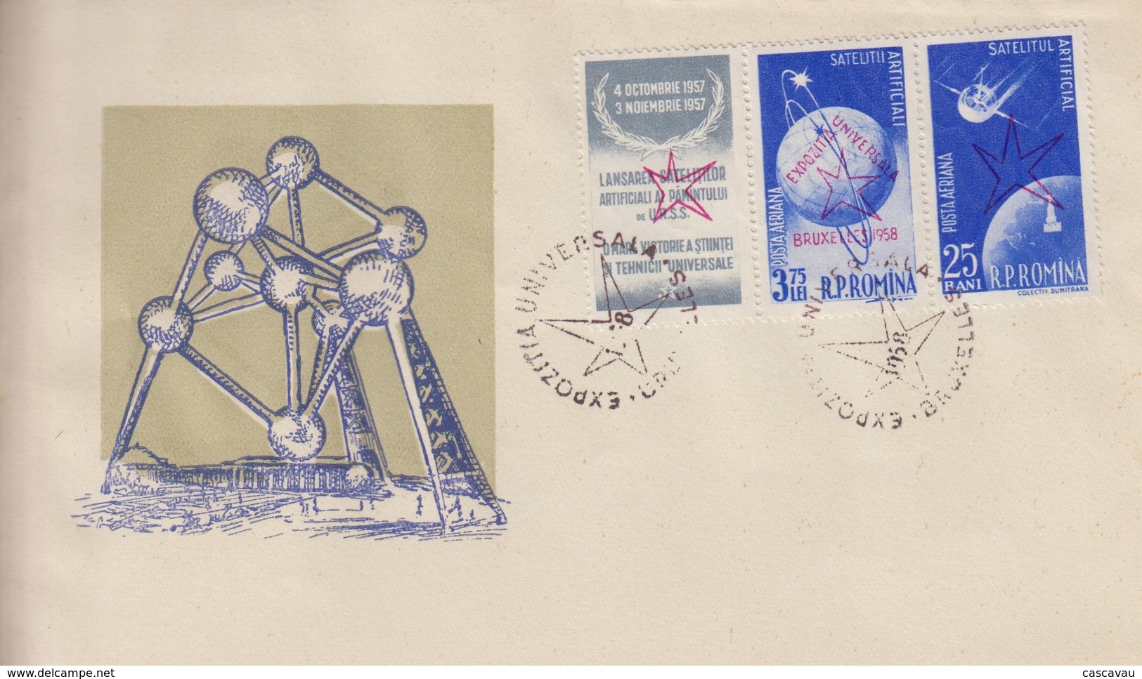 Enveloppe  FDC  1er Jour   ROUMANIE     Exposition  Universelle  BRUXELLES   1958 - 1958 – Brussels (Belgium)