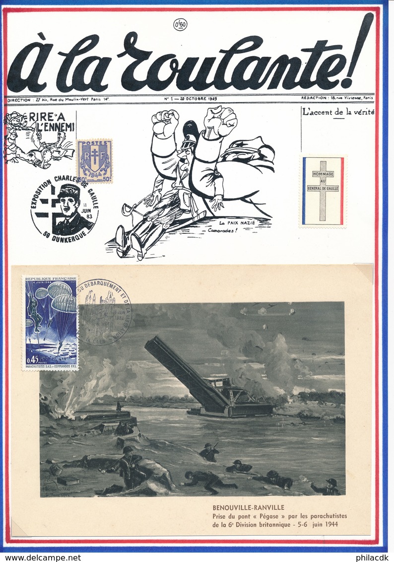 FRANCE - CARTE BENOUVILLE RANVILLE PRISE DU PONT PEGASE PAR LES PARACHUTISTES DE LA 6EME DIVISION BRITANNIQUE JUIN 1944 - Guerre Mondiale (Seconde)