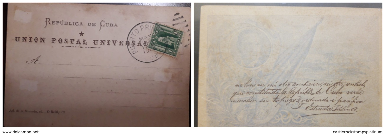 O) 1900 CIRCA - CUBA - CARIBBEAN, SPANISH ANTILLES,  ESTRADA PALMA 1st PRESIDENT, COLUMBUS SC 227 1c Green, XF - Cartas & Documentos