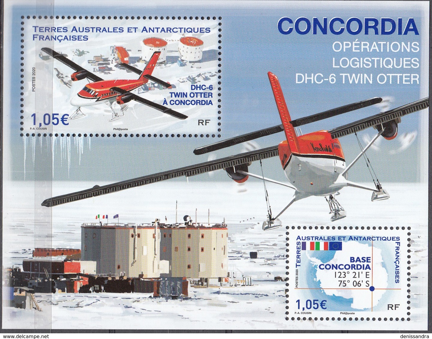 TAAF 2020 Bloc Feuillet Base Concordia Et Avion DHC-6 Twin Otter Neuf ** - Blocks & Sheetlets