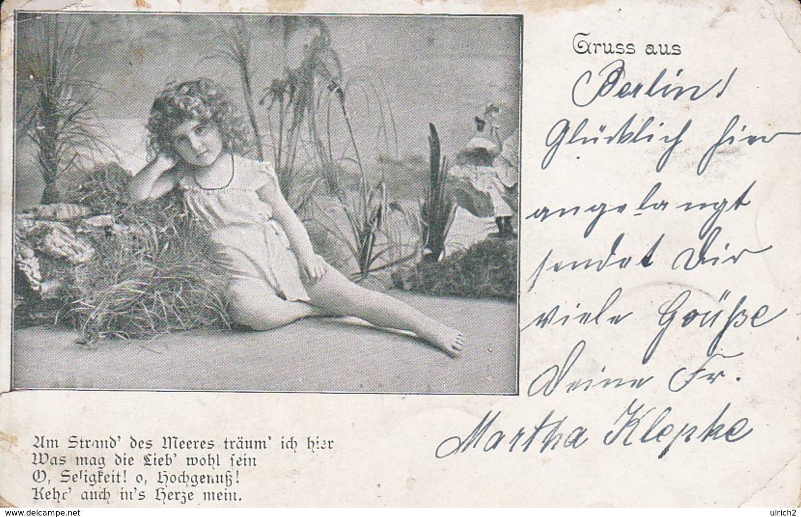 AK Gruss Aus... - Am Strand' Des Meeres Träum' Ich Hier... - Kleines Mädchen - 1901  (48412) - Saluti Da.../ Gruss Aus...