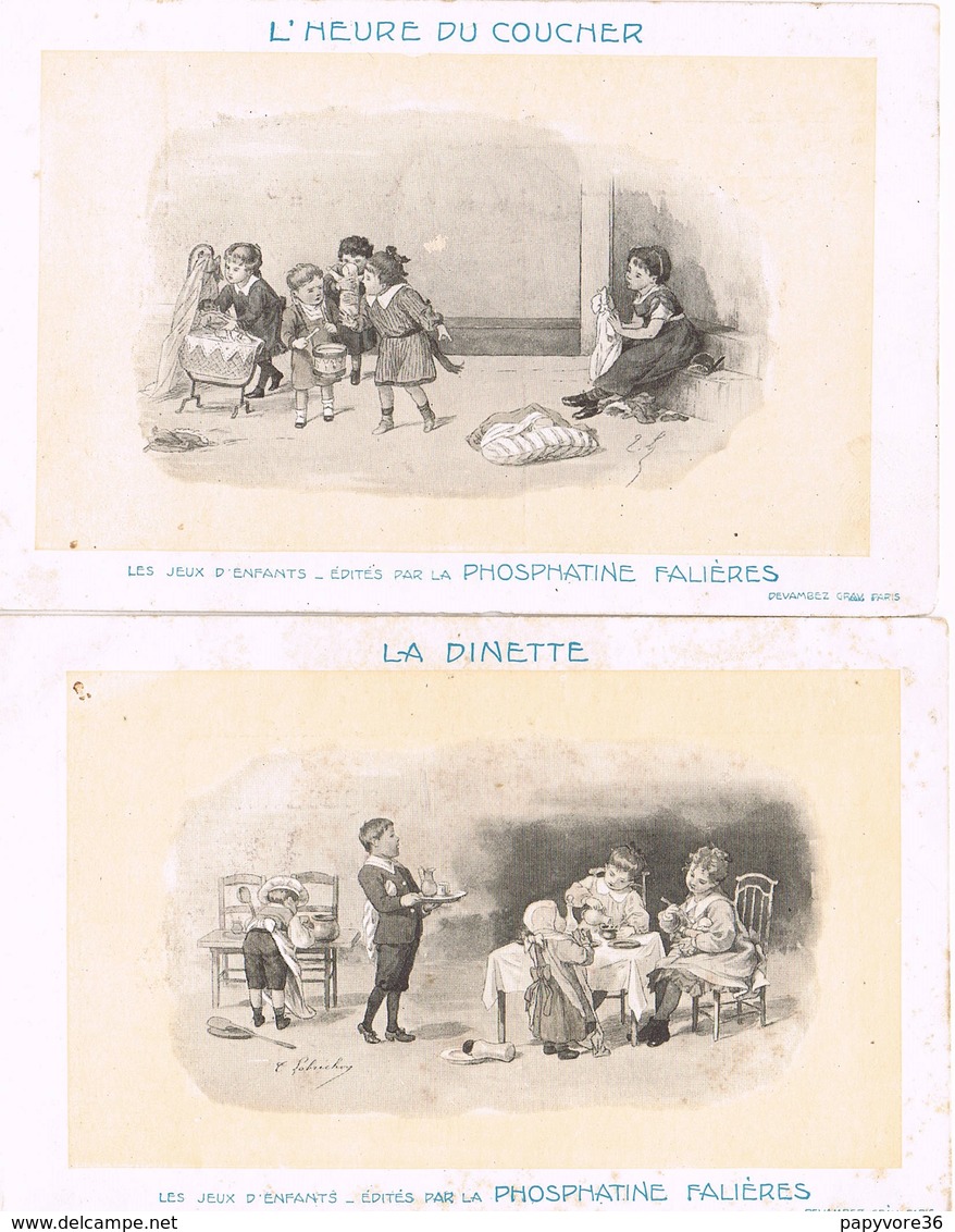 Lot De 7 Cartes Publicitaires " Les Jeux D'Enfants " - Phosphatine FALIERES - Autres & Non Classés