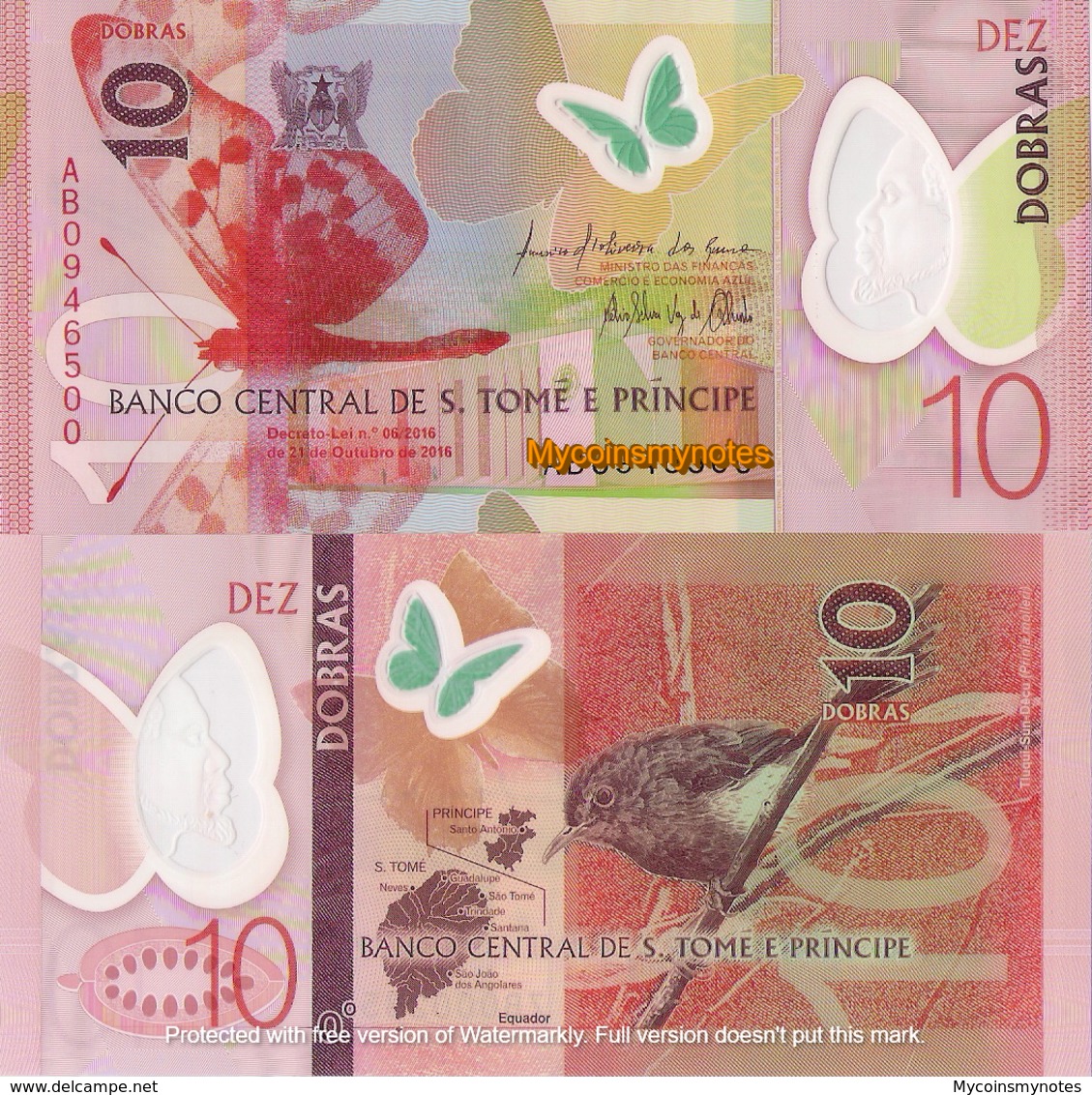 SÃO TOMÉ And PRÍNCIPE, 10 Dobras, P71, 2016 (2018), Prefix AB UNC - Sao Tome And Principe