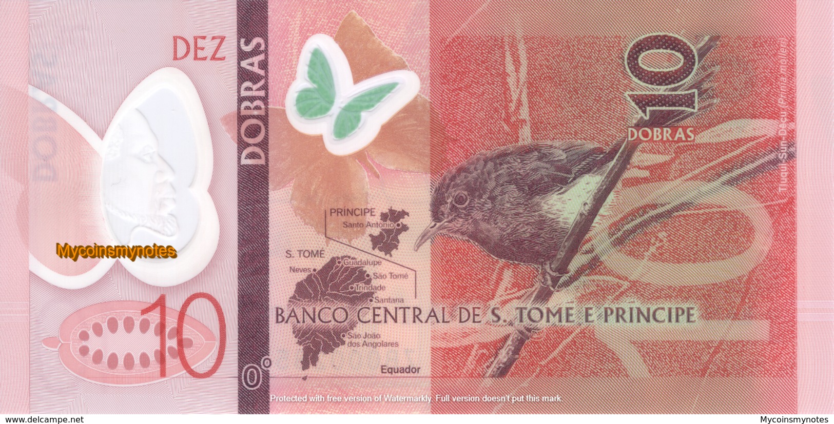 SÃO TOMÉ And PRÍNCIPE, 10 Dobras, P71, 2016 (2018), Prefix AB UNC - Sao Tomé Et Principe