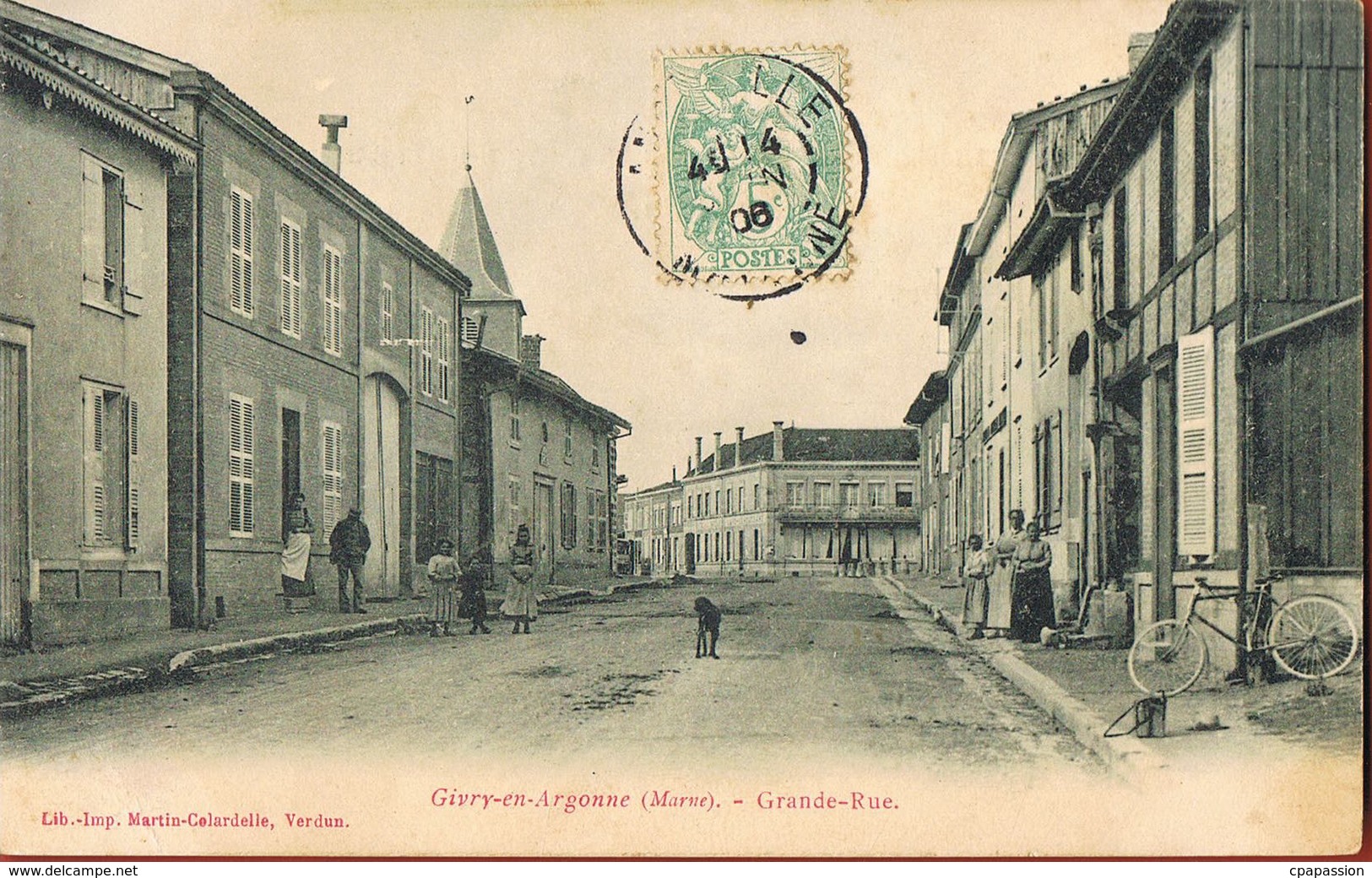 CPA 51-GIVRY-en-ARGONNE - Marne-  Grande Rue- Animée-Bicyclette- Voyagée 1906- Scans Recto Verso- Paypal Sans Frais - Givry En Argonne