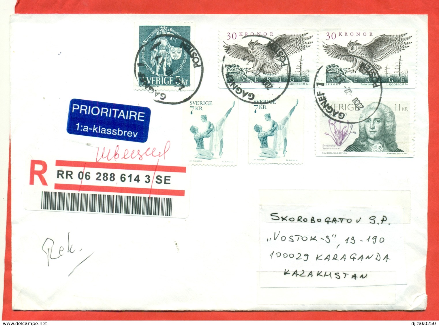 Sweden 2008.Registered Envelope  Passed The Mail. Airmail. - Covers & Documents