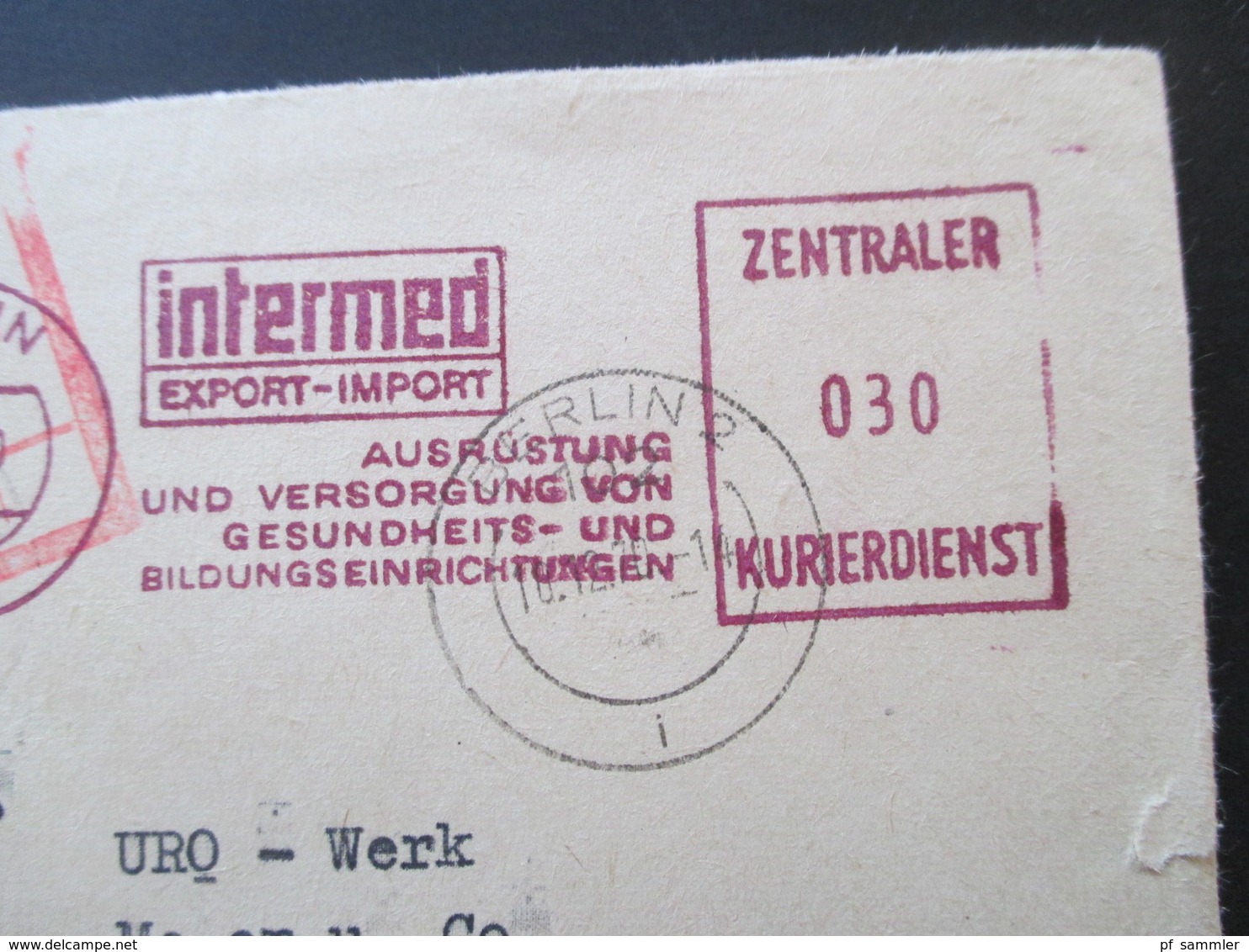 1970 ZKD Dunkel Violetter Freistempel Intermed Export -Import WMW Bei Der Handelspolitischen Abt. Der Botschaft Bukarest - Lettres & Documents