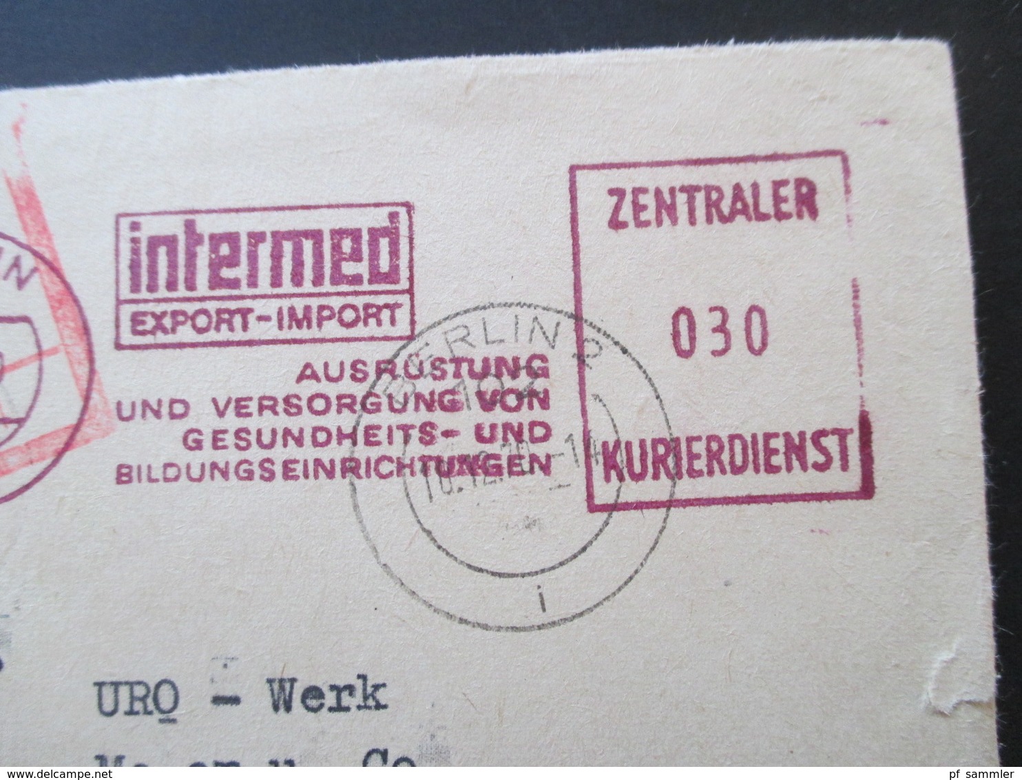 1970 ZKD Dunkel Violetter Freistempel Intermed Export -Import WMW Bei Der Handelspolitischen Abt. Der Botschaft Bukarest - Cartas & Documentos
