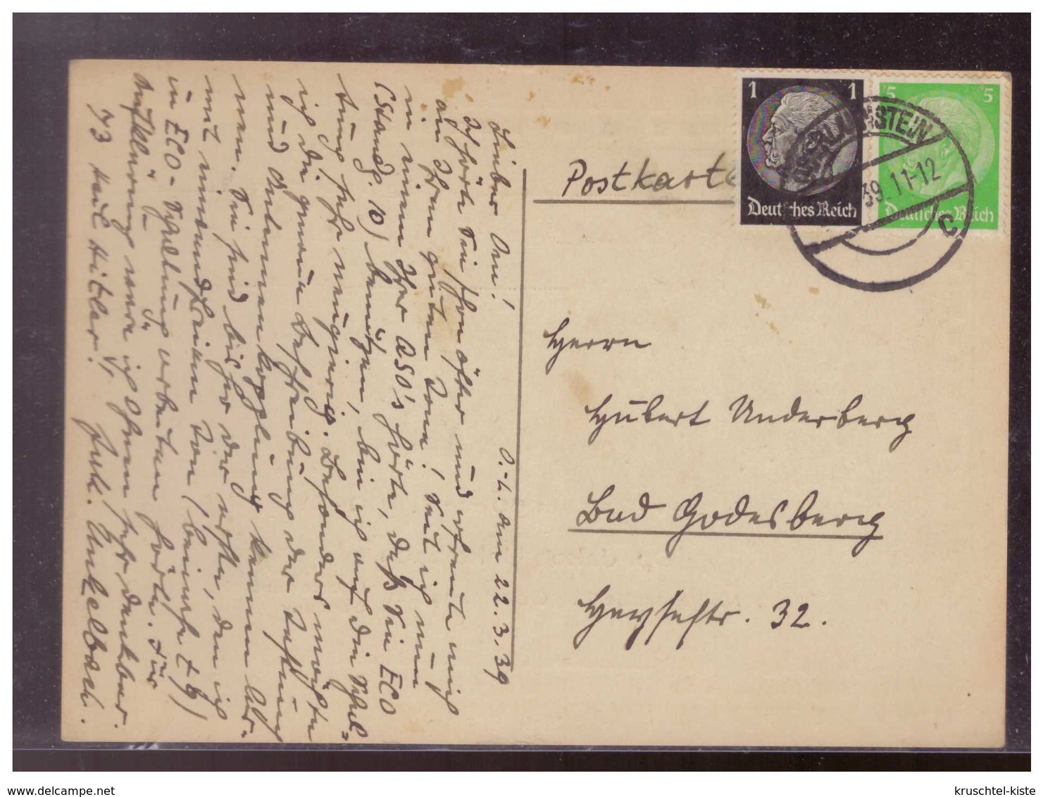 Dt-Reich (009371) Funkkarte Oberlahnstein Vom 14.3.1939, Gelaufen - Briefe U. Dokumente