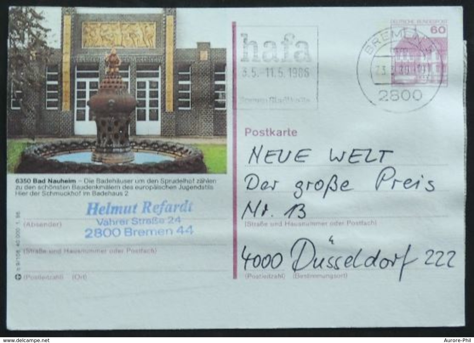 Entiers Postaux - Carte Postale Bad Nauheim , Fontaine, Bains Publics (Fountain, Bunnen, Badehäuser, Schmuckhof) - Bäderwesen