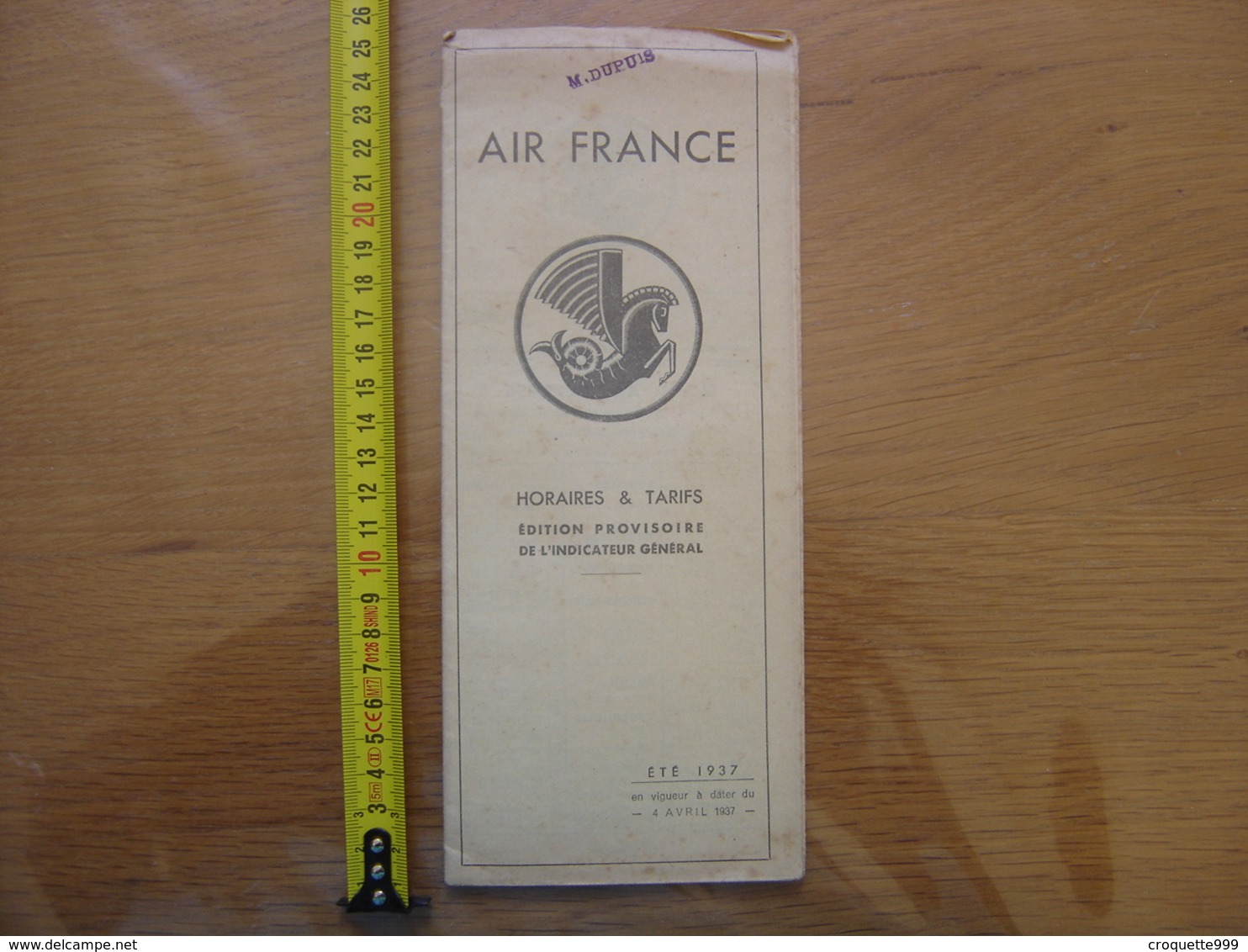 Publicite AIR FRANCE Horaires Et Tarifs ETE 1937 AVION PLANE - Autres & Non Classés