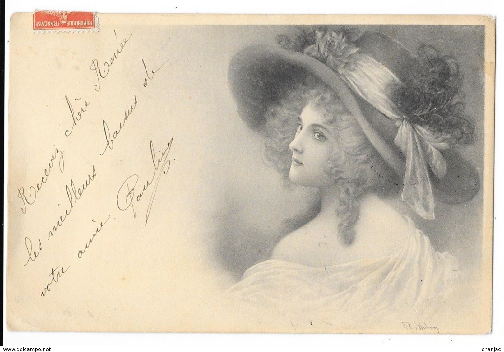 Cpa: Illustrateur - WICHERA - Femme Au Chapeau. MM.Vienne N° 112 (Noir Et Blanc) 1908 - Wichera