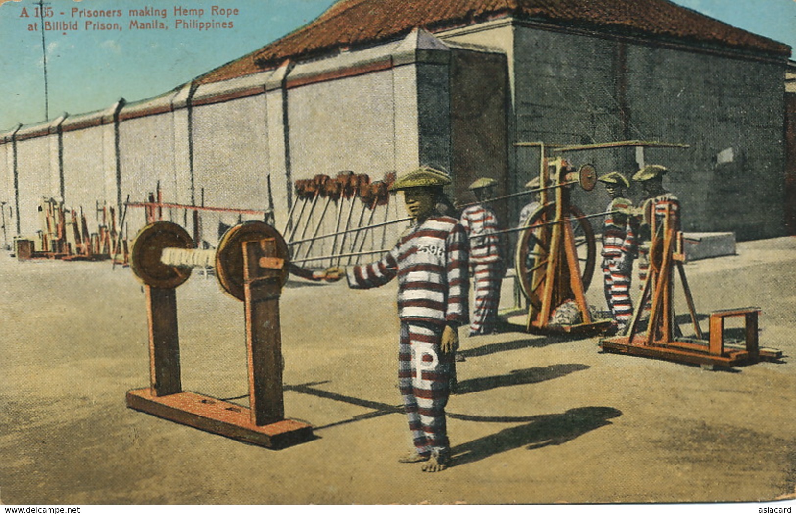 Manila Bilibid Prison  Prisoners  Making Hemp Rope  Convicts. Bagne . Fabrique De Cordes De Chanvre - Philippines
