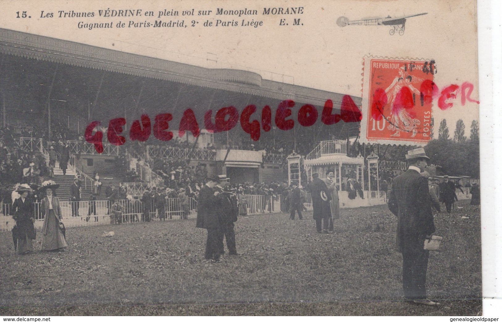 AVIATION - LES TRIBUNES- VEDRINE EN PLEIN VOL SUR MONOPLAN MORANE  GAGNANT DE PARIS MADRID -2 DE PARIS LIEGE - Aviatori