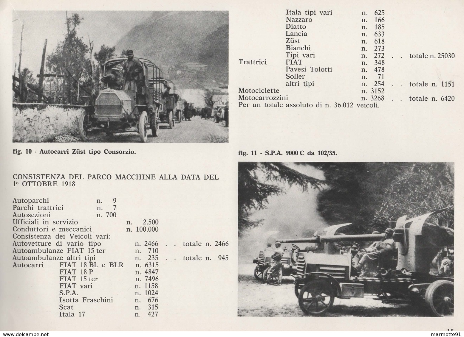 VEHICULE MILITAIRE ARMEE ITALIENNE 1914 1918  CAMION AUTO-CANON AUTO-BLINDEE TRACTEUR - Véhicules