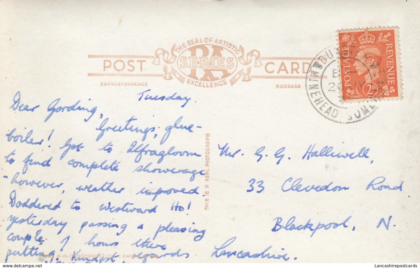 Postcard Lantern Hill & Hillsborough Ilfracombe [ Chapel And Lighthouse ] Devon RP By RA My Ref  B14076 - Ilfracombe