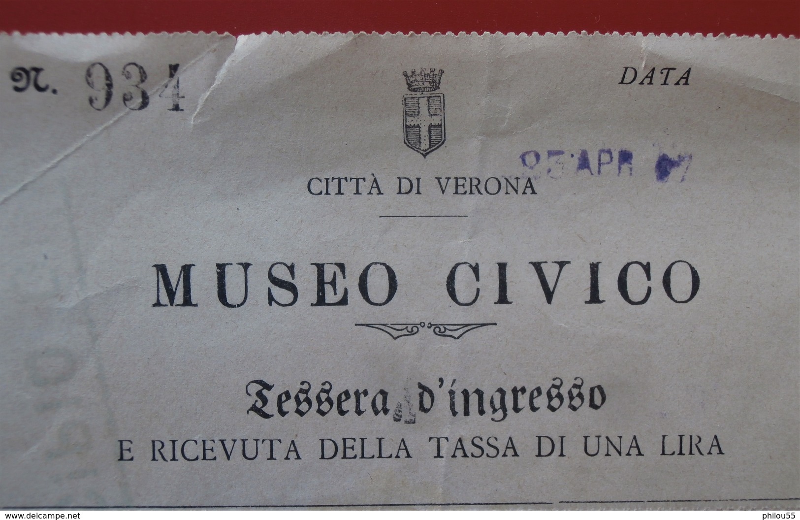 Lot De 3 Italie Lessera D'ingresso CITTA DI VERONA MUSEO CIVICO Et TEATRO ROMANO 1907 - Tickets - Vouchers