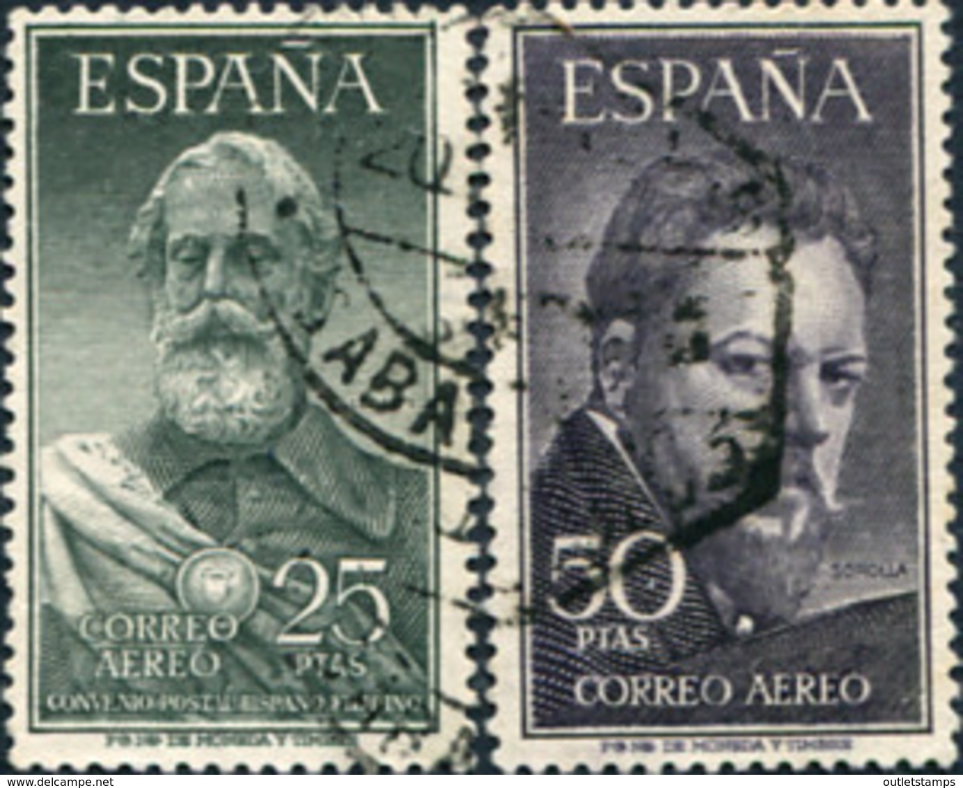 Ref. 249266 * USED *  - SPAIN . 1953. LEGAZPI AND SOROLLA. LEGAZPI Y SOROLLA - Oblitérés