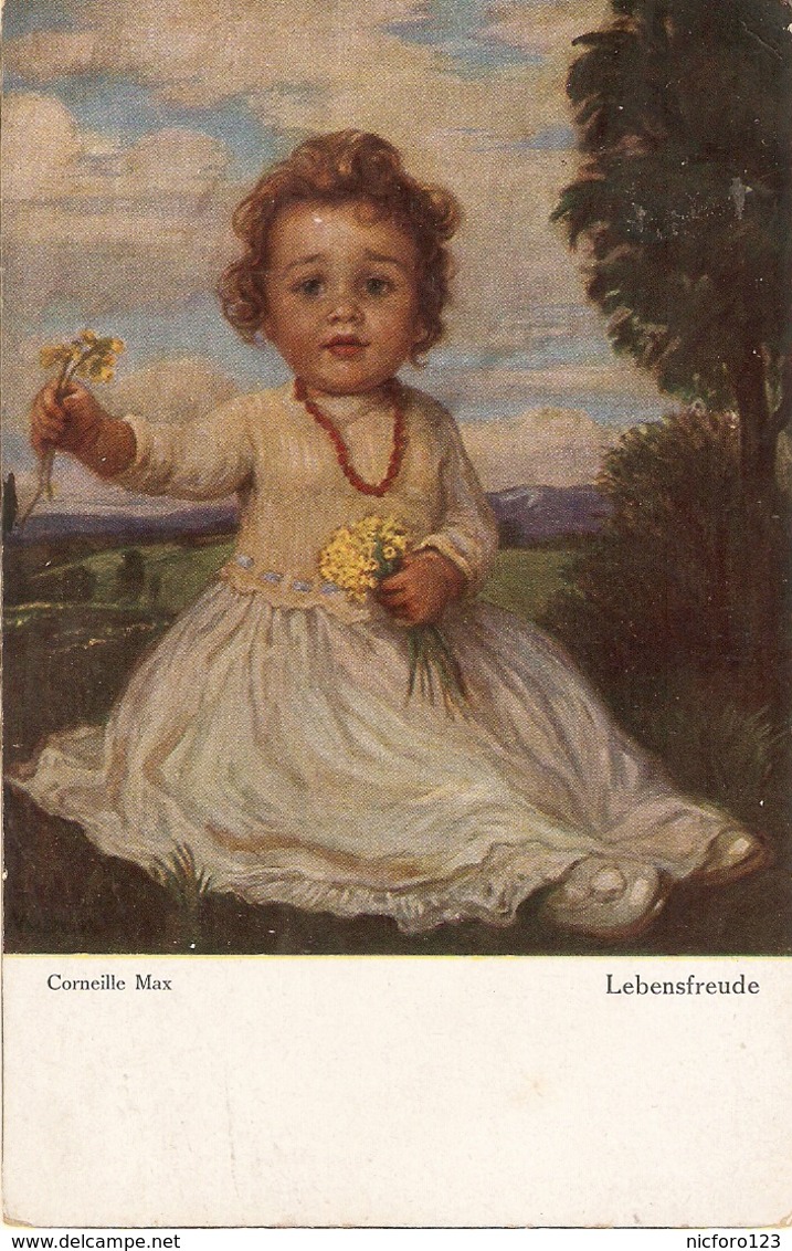 "Corneille Max. Girl With Flowers. Lebensfreude" Fine Painting, Vintage German Postcard - Retratos