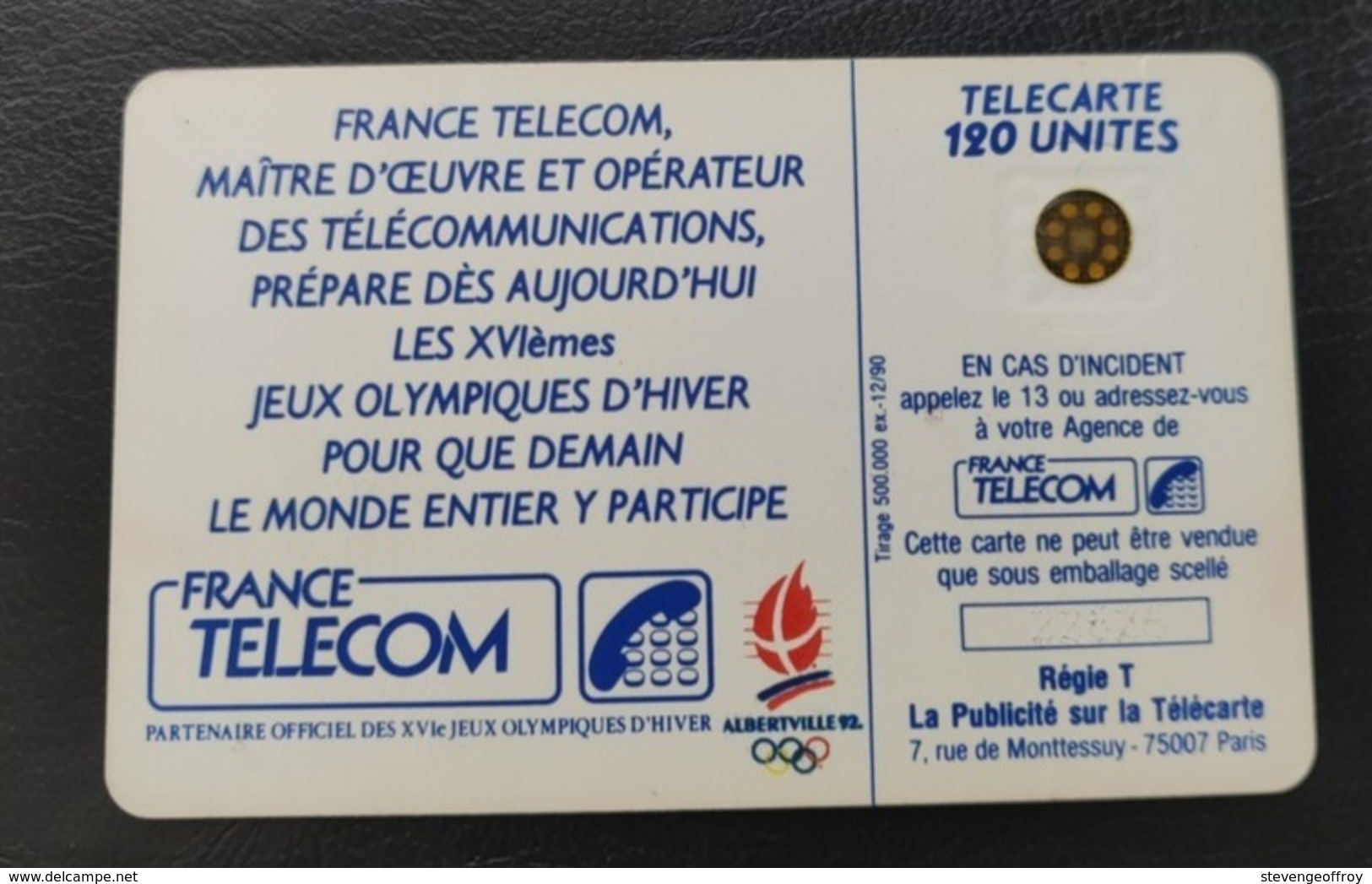 Telecarte France Publique 1990 Skieur 2 Jeux Olympiques Sport - 1990