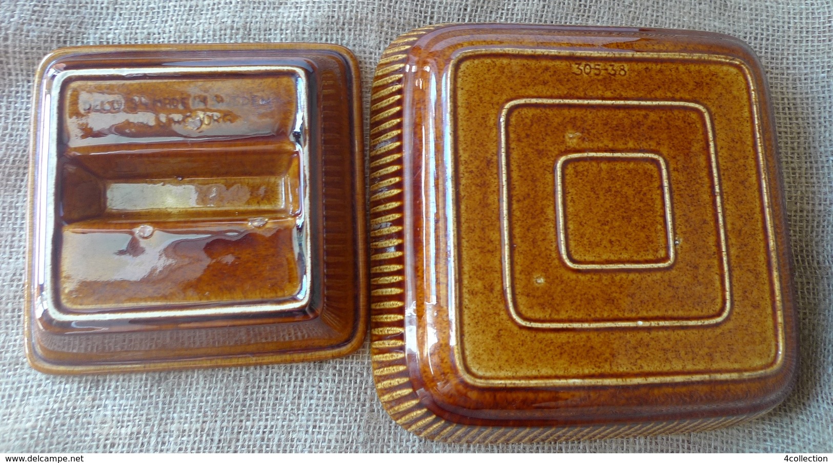 Scandinavian Art Pottery Deco Made In Sweden HELSINGBORG 2psc Brown Bowls Plates - Other & Unclassified