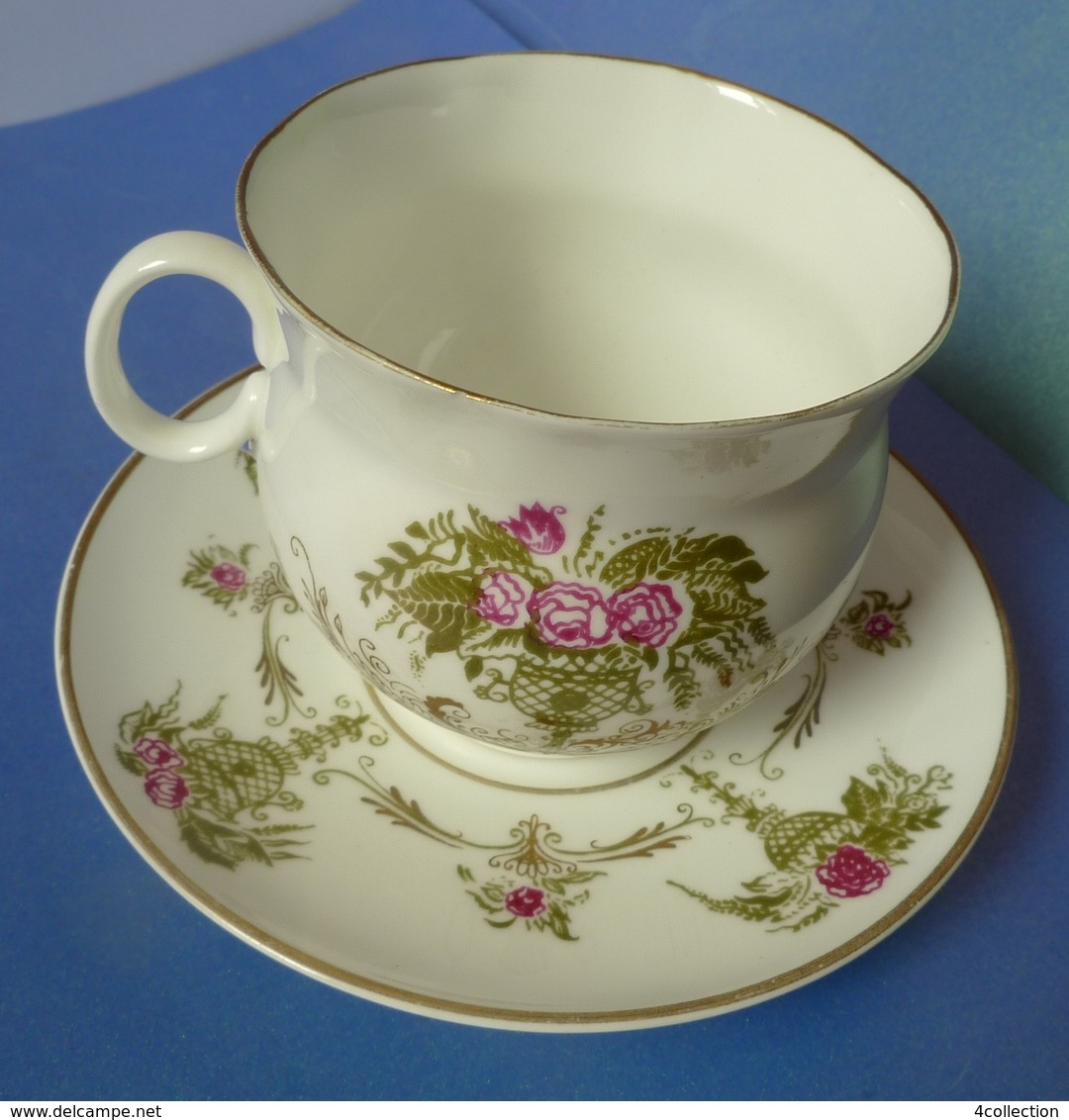 Old USSR Russian LFZ High Quality Imperial Porcelain Pair Cup & Saucer Lomonosov - Lomonosov (RUS)