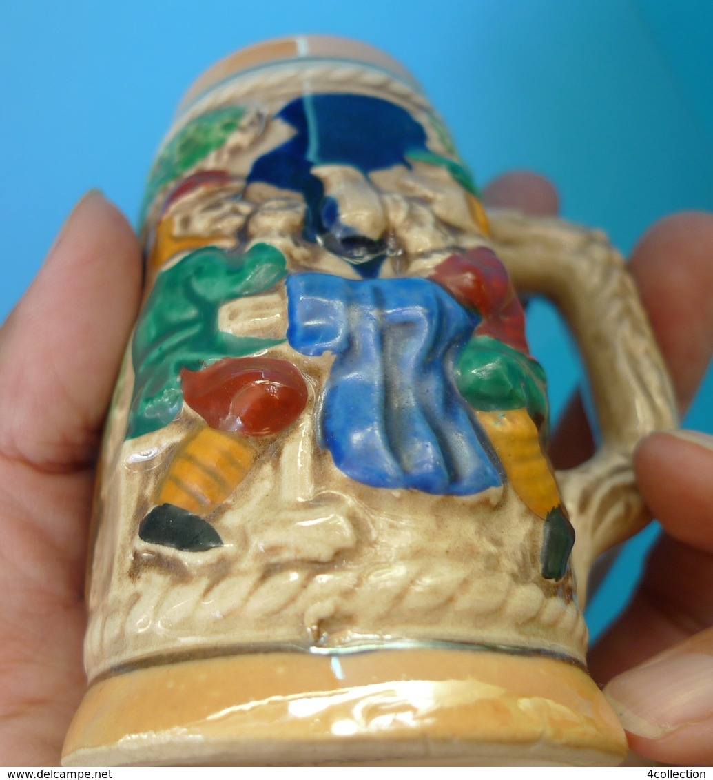 Old Drinkware Germany Collectibes Relief BEER MUG Stein Men Drink mark Foreign