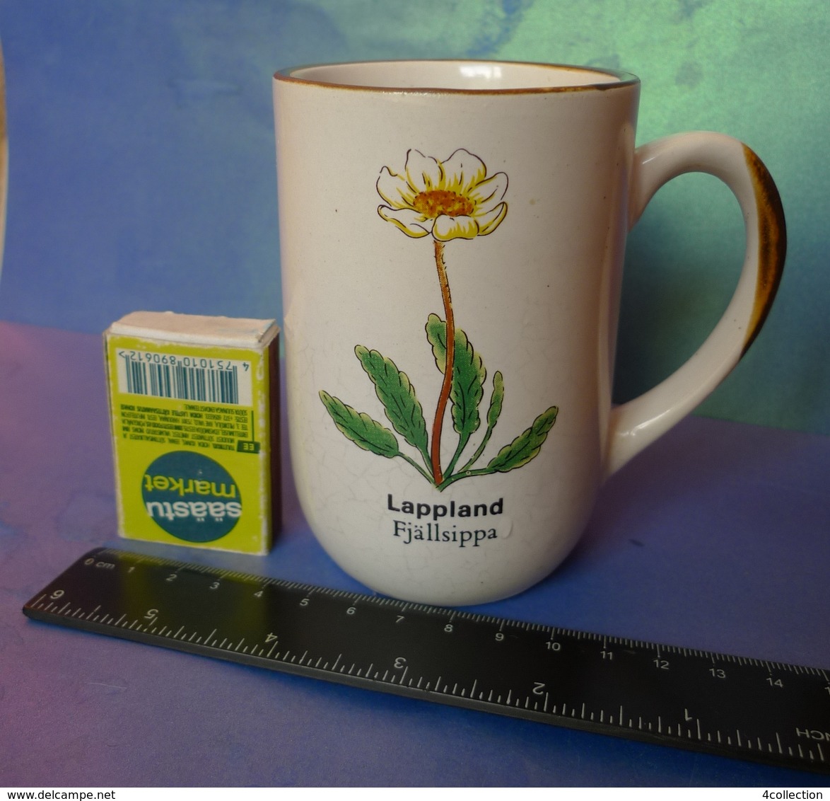 VTG Scandinavian Pottery Ceramic MUG Cup LAPPLAND FJALLSIPPA Flower Pattern - Other & Unclassified