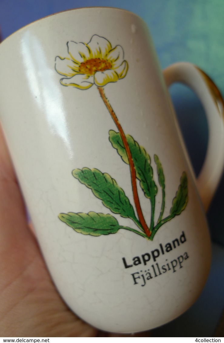 VTG Scandinavian Pottery Ceramic MUG Cup LAPPLAND FJALLSIPPA flower pattern