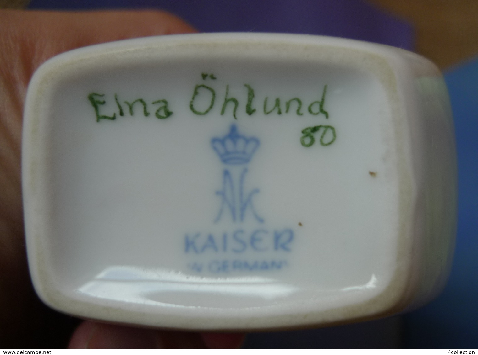 VTG German Pottery Hand Painted VASE hallmark AK KAISER signed by ELNA OHLUND 80