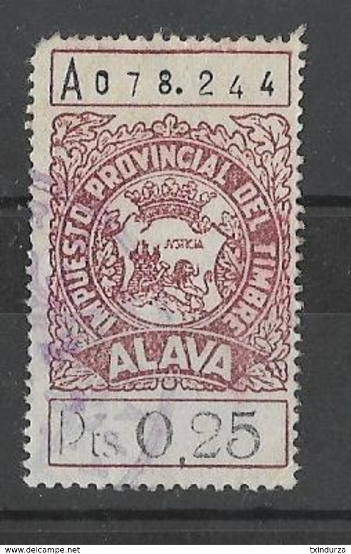 SELLO, TIMBRE, FISCAL ALAVA - VITORIA - EUSKADI - P. VASCO. 0,25 PTS - Fiscali-postali