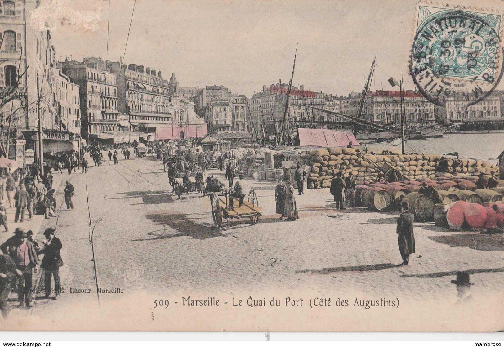 MARSEILLE (13001). Le Quai Du Port (Côté Des Augustins), Animé. Marchandises, Attelages - Vieux Port, Saint Victor, Le Panier