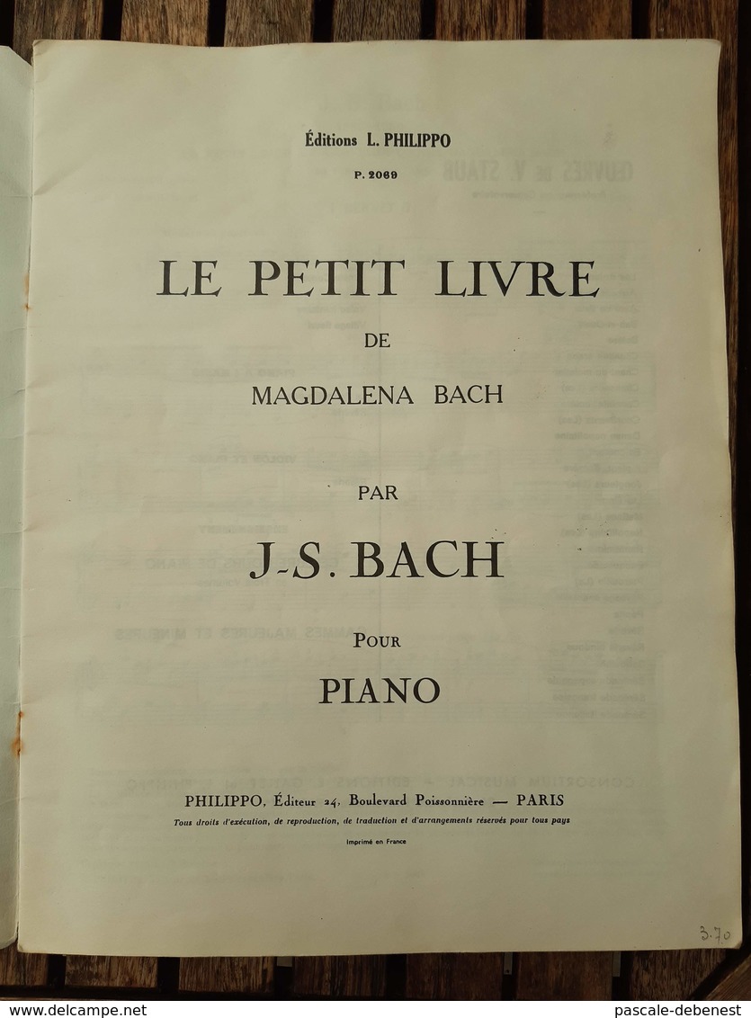 Méthode "Le Petit Livre" Pour Piano De J.S.Bach - Opera