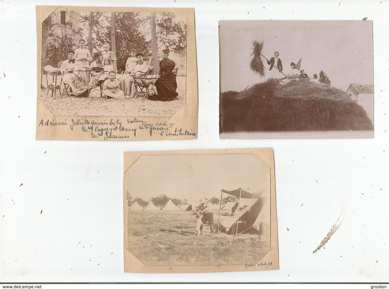 VIVIERS (ARDECHE) ENSEMBLE DE 3 PHOTOS FAMILIALES 1897 ET 1898 - Plaatsen