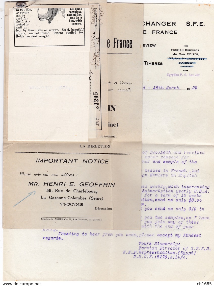 EGYPTE : Roi Fouad 1er Sur Recommandé Avec Courrier De 1929 Pour  Le Canada - Covers & Documents