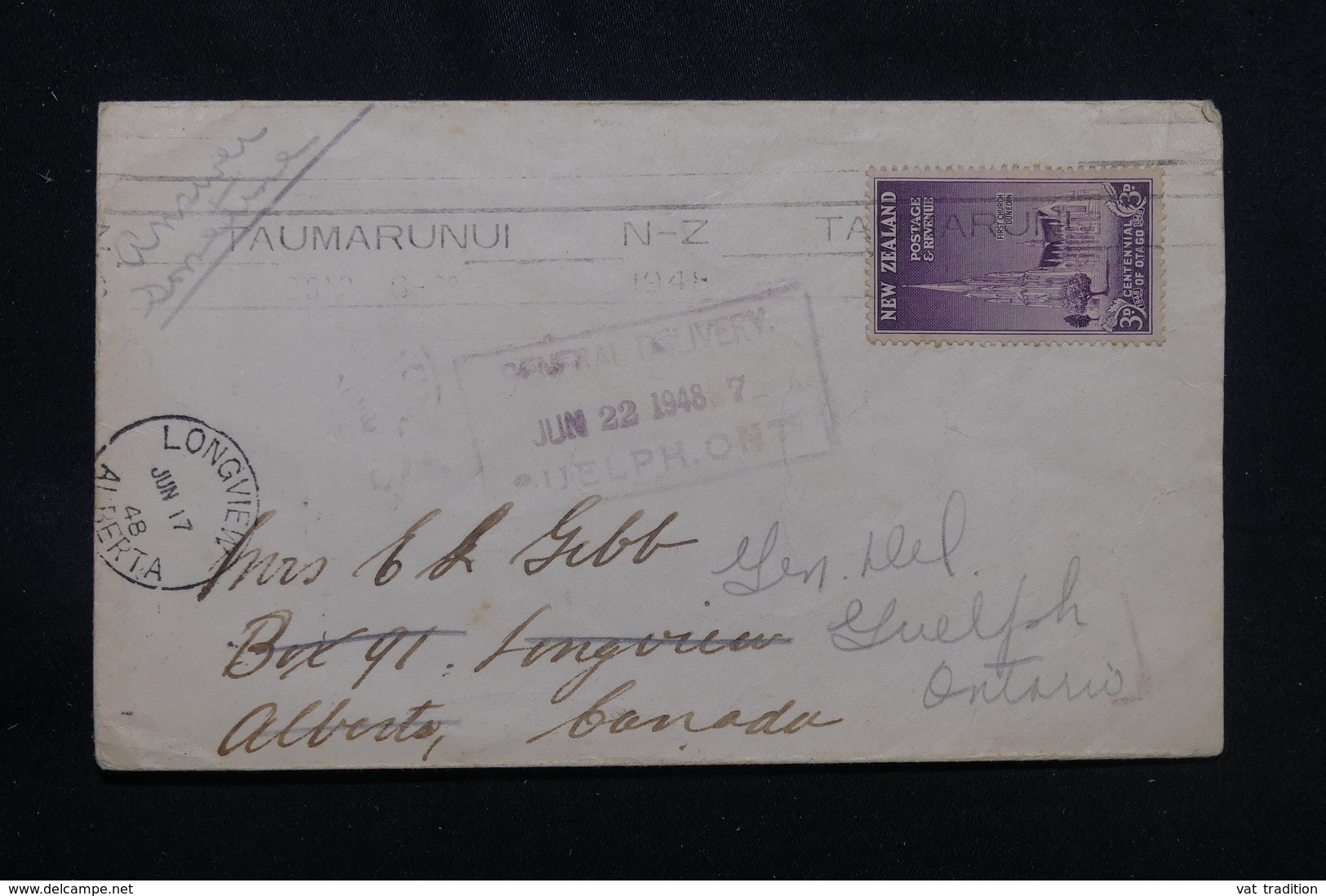 NOUVELLE ZÉLANDE - Enveloppe De Taurmarunui Pour Les Etats Unis En 1948, Affranchissement Plaisant - L 57239 - Covers & Documents