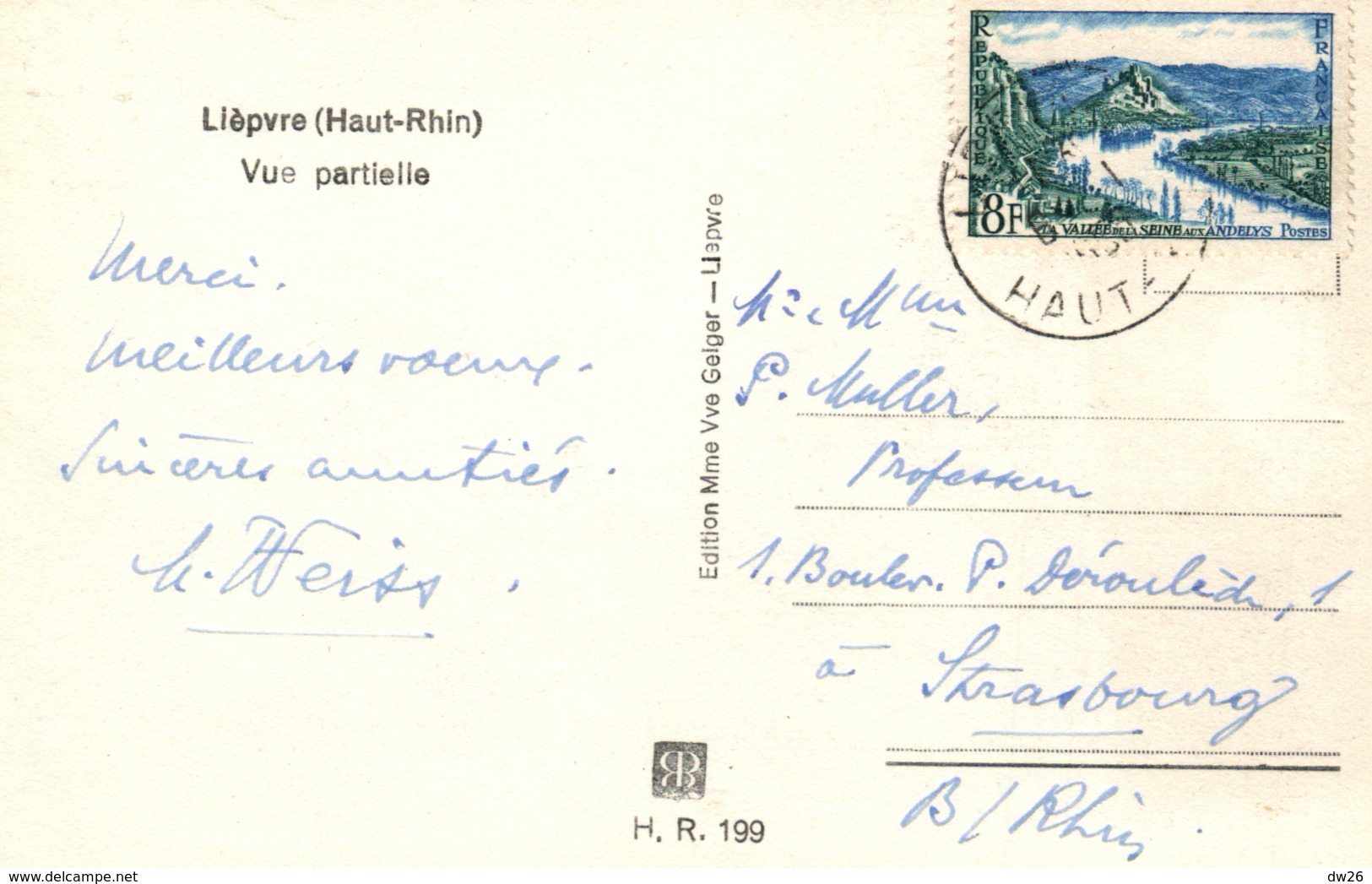 Lièpvre (Haut-Rhin) Vue Partielle 1954 - Edition Mme Vve Geiger - Lièpvre