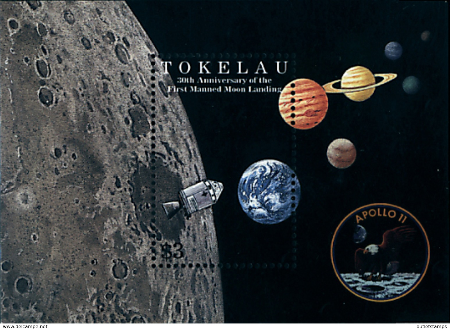 Ref. 42699 * NEW *  - TOKELAU . 1999. 30th ANNIVERSARY OF MANNED MOON LANDING. 30 ANIVERSARIO DE LA LLEGADA DEL HOMBRE A - Tokelau