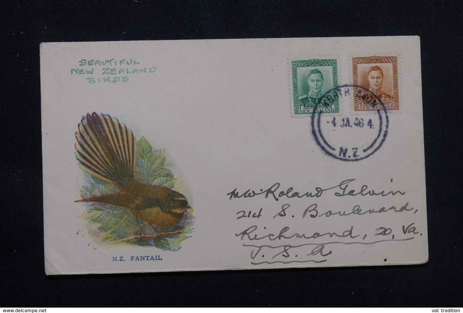 NOUVELLE ZÉLANDE - Enveloppe Commémorative En 1946 Pour Les Etats Unis - L 57258 - Briefe U. Dokumente