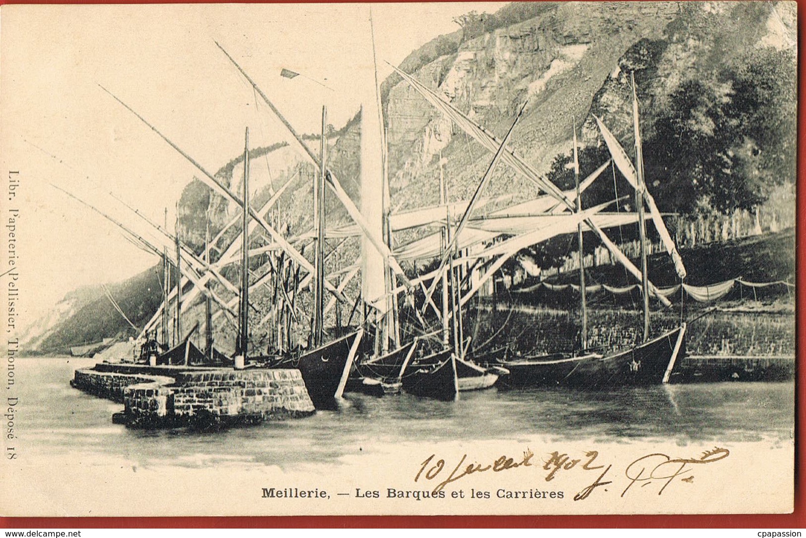 CPA Dnd 74- MEILLERIE -Les Barques Et Les Carrières- Circulée 1902-scans Recto Verso - Paypal Sans Frais - Otros & Sin Clasificación