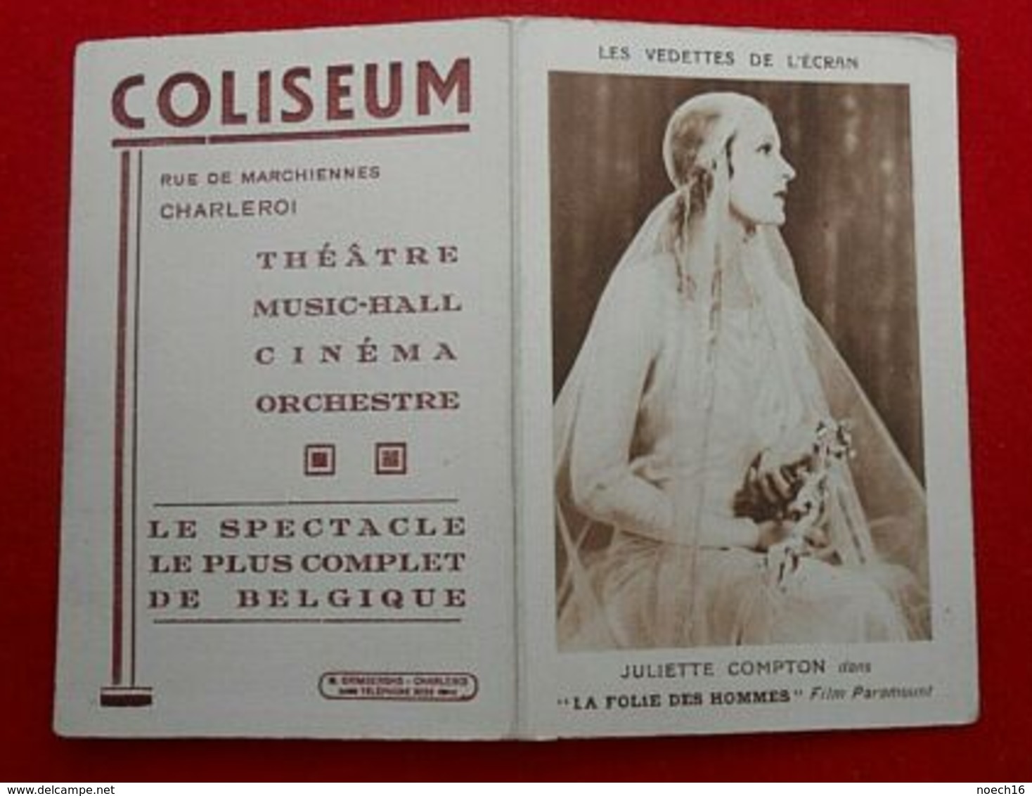 Calendrier De Poche 1933/ Actrice/ Juliette Compton/ Cinéma Coliseum/ Charleroi - Small : 1921-40