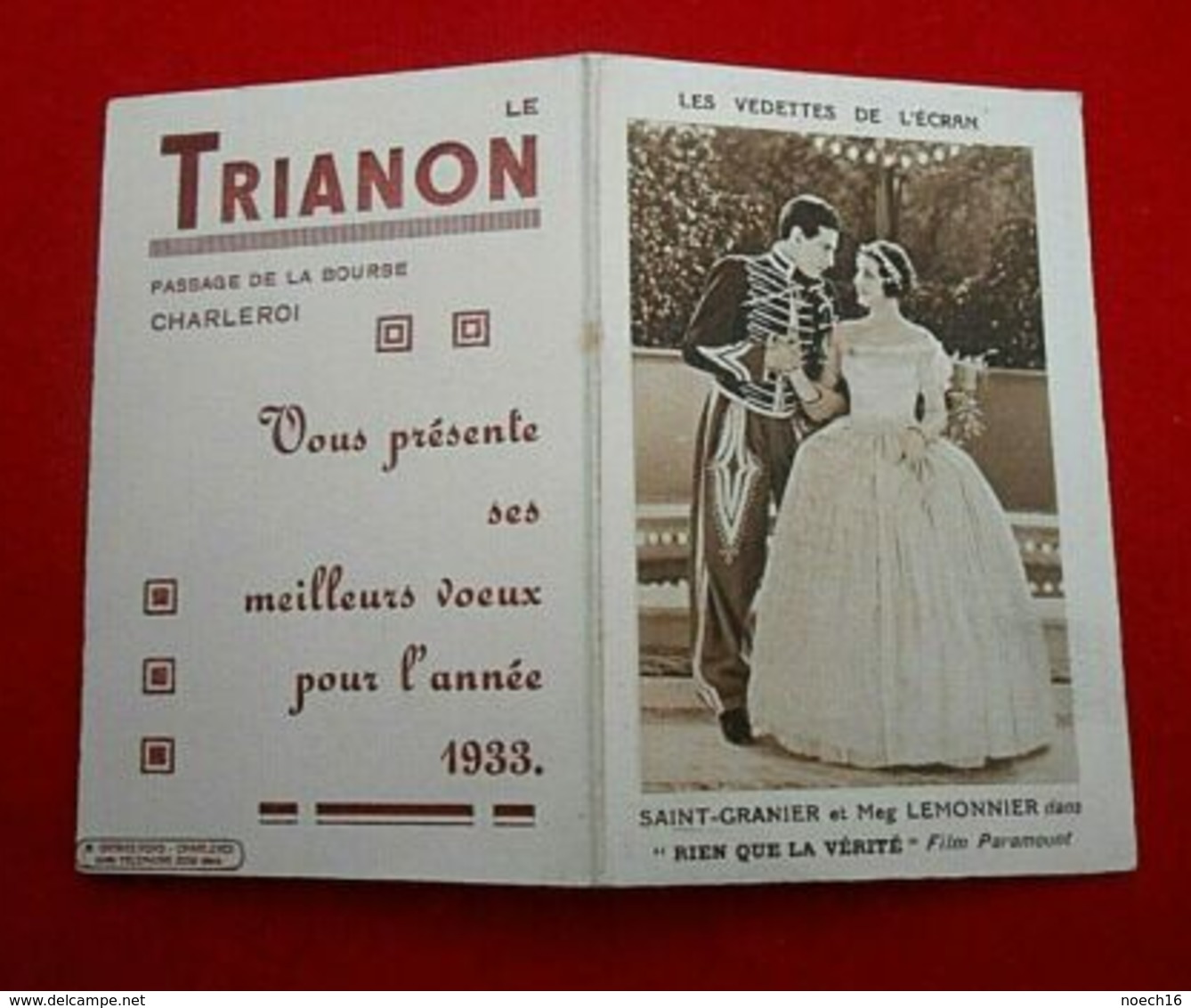 Calendrier De Poche 1933/ Acteurs Saint-Granier & Meg Lemonnier/ Cinéma Trianon Charleroi - Formato Piccolo : 1921-40