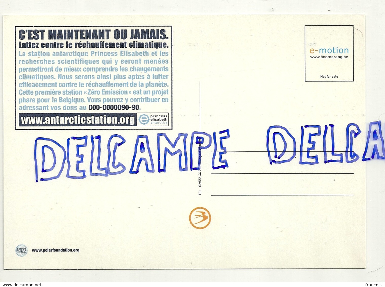 Publicité Pour La Lutte Contre Le Réchauffement De La Planète. Iceberg. Carte Boomerang - Santé