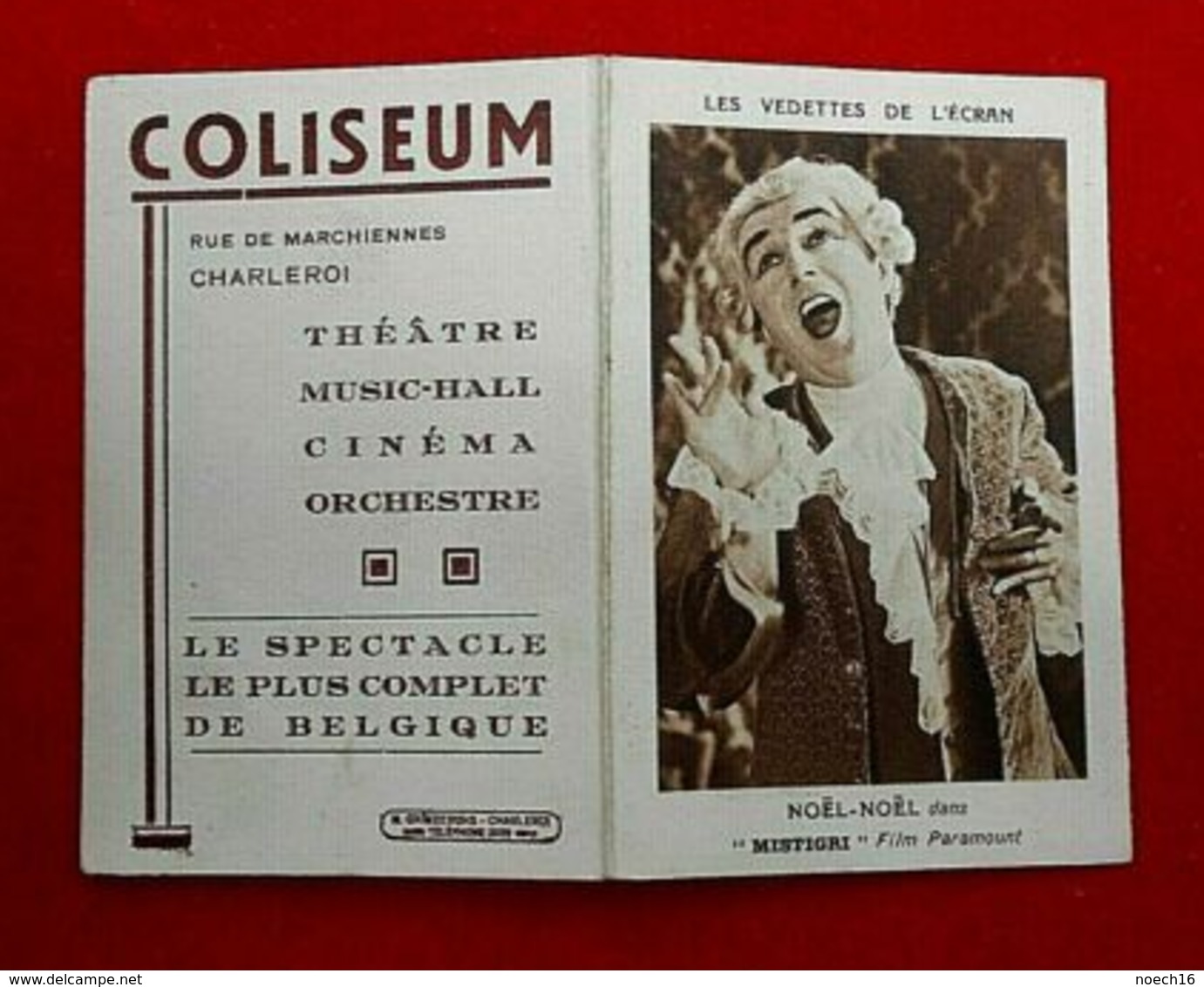 Calendrier De Poche 1933/ Acteur Noël-Noël/ Cinéma Coliseum/ Charleroi - Formato Piccolo : 1921-40